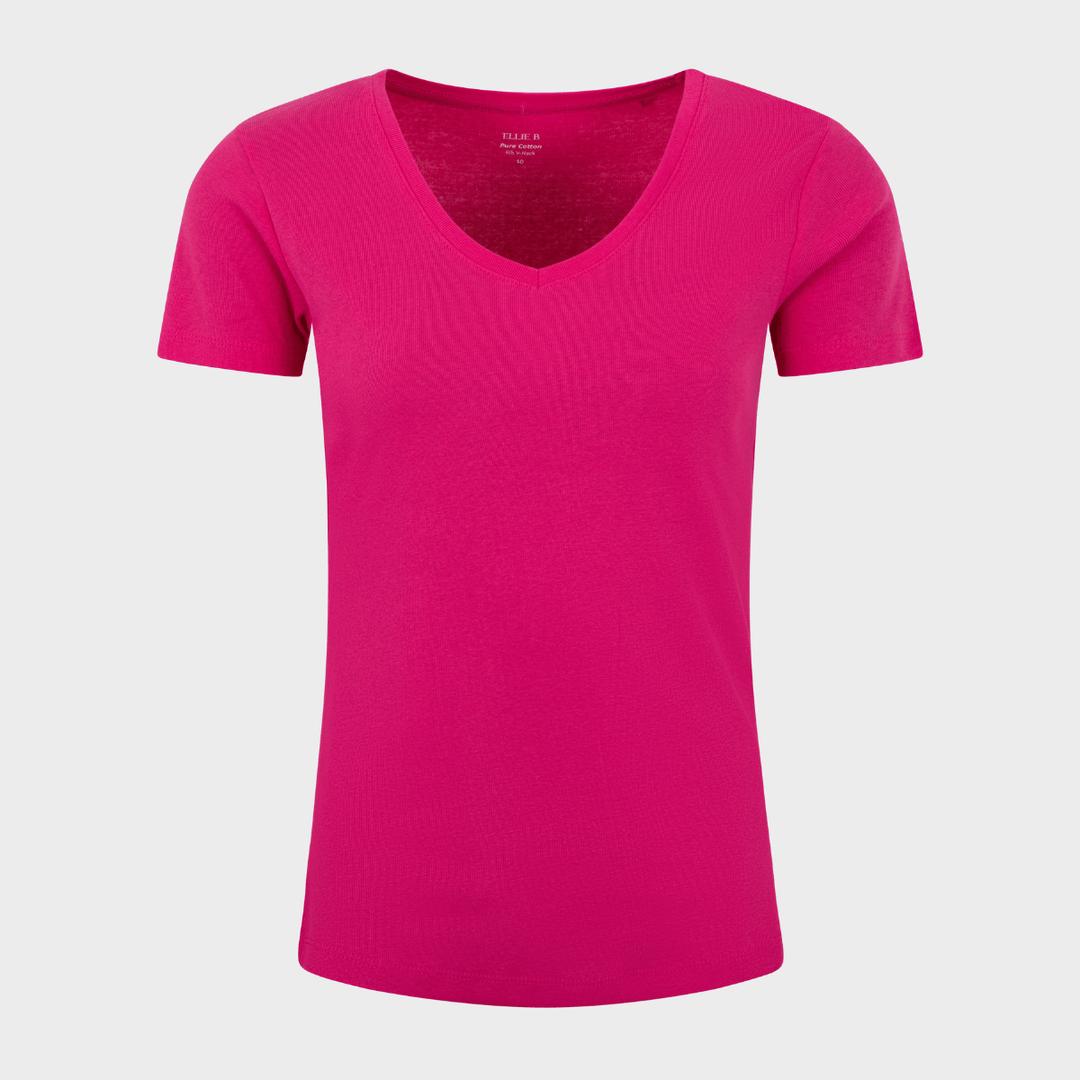 Ladies Basic SS V Neck T-Shirt - Berry from You Know Who's