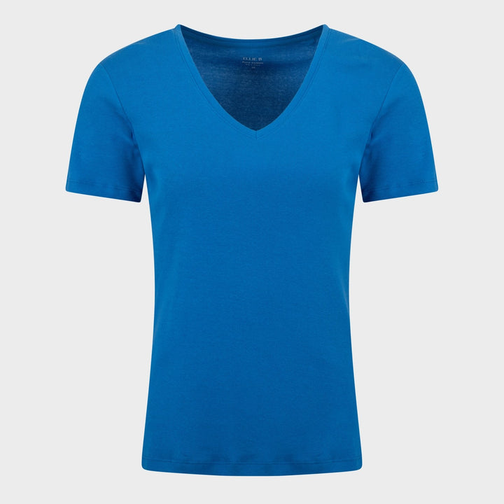 Ladies Basic SS V Neck T-Shirt - Blue from You Know Who's