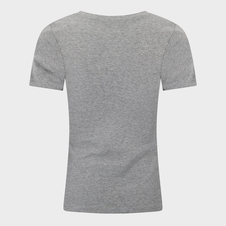 Ladies Basic SS V Neck T-Shirt - Grey from You Know Who's
