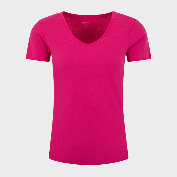 Ladies Basic SS V Neck T-Shirt - Pink from You Know Who's