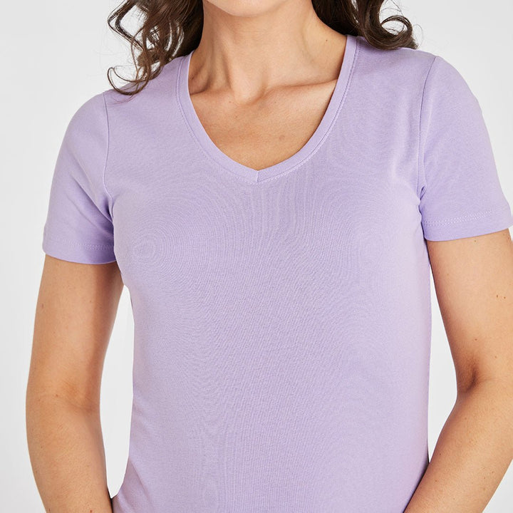 Ladies Essential V Neck Tee Lavender from You Know Who's