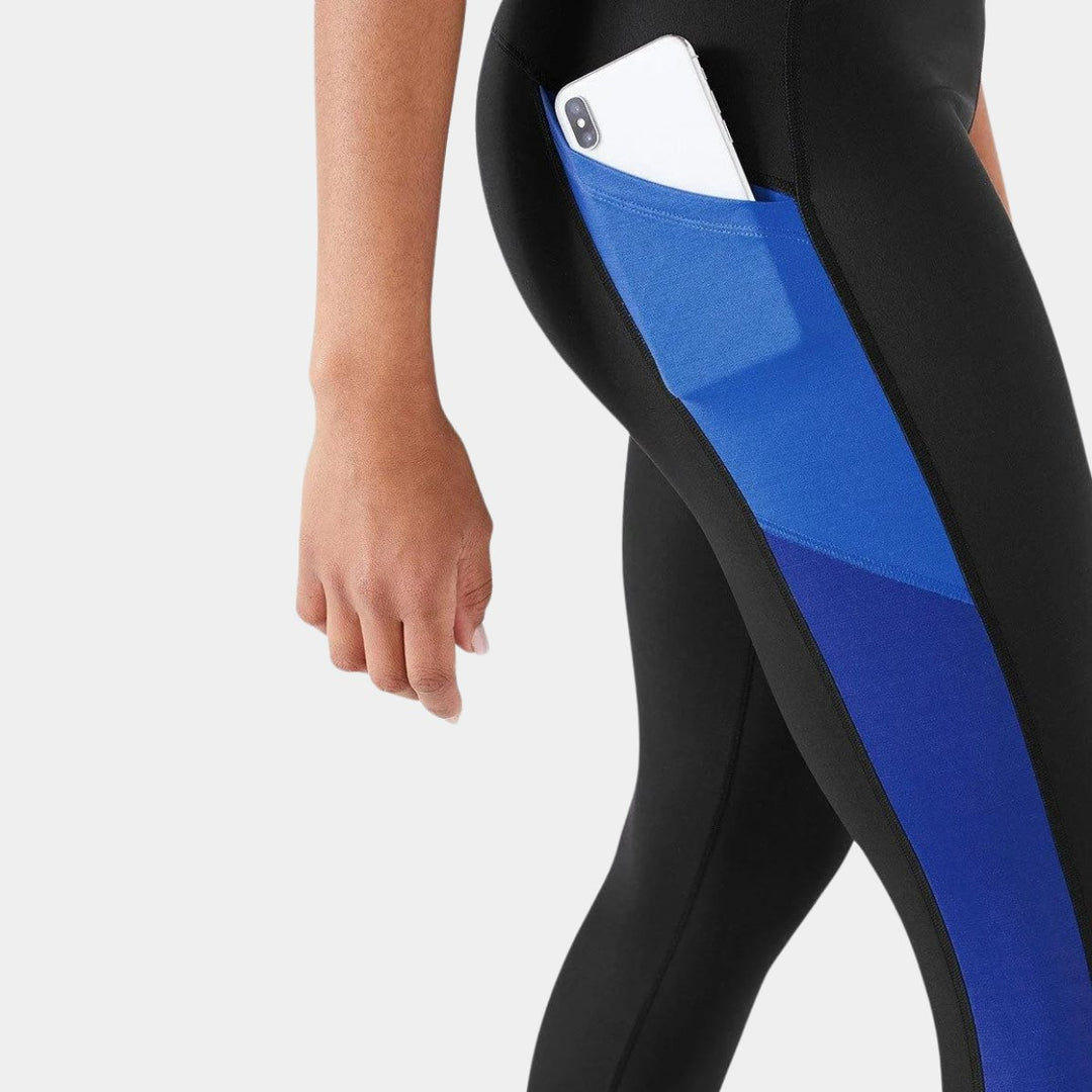 Ladies Blue Panel Gym Leggings from You Know Who's