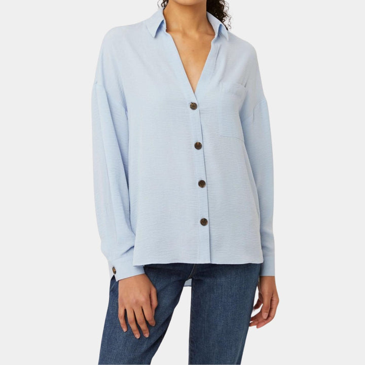 Ladies Blue V-Neck Blouse from You Know Who's