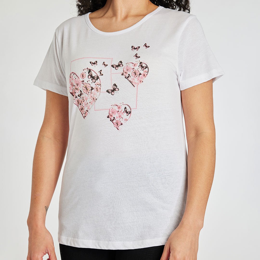 Ladies Butterfly T-Shirt Pink from You Know Who's