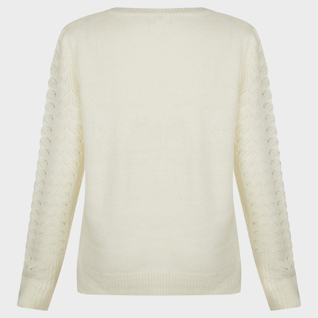 Ladies Cable Crew Knit Off White from You Know Who's