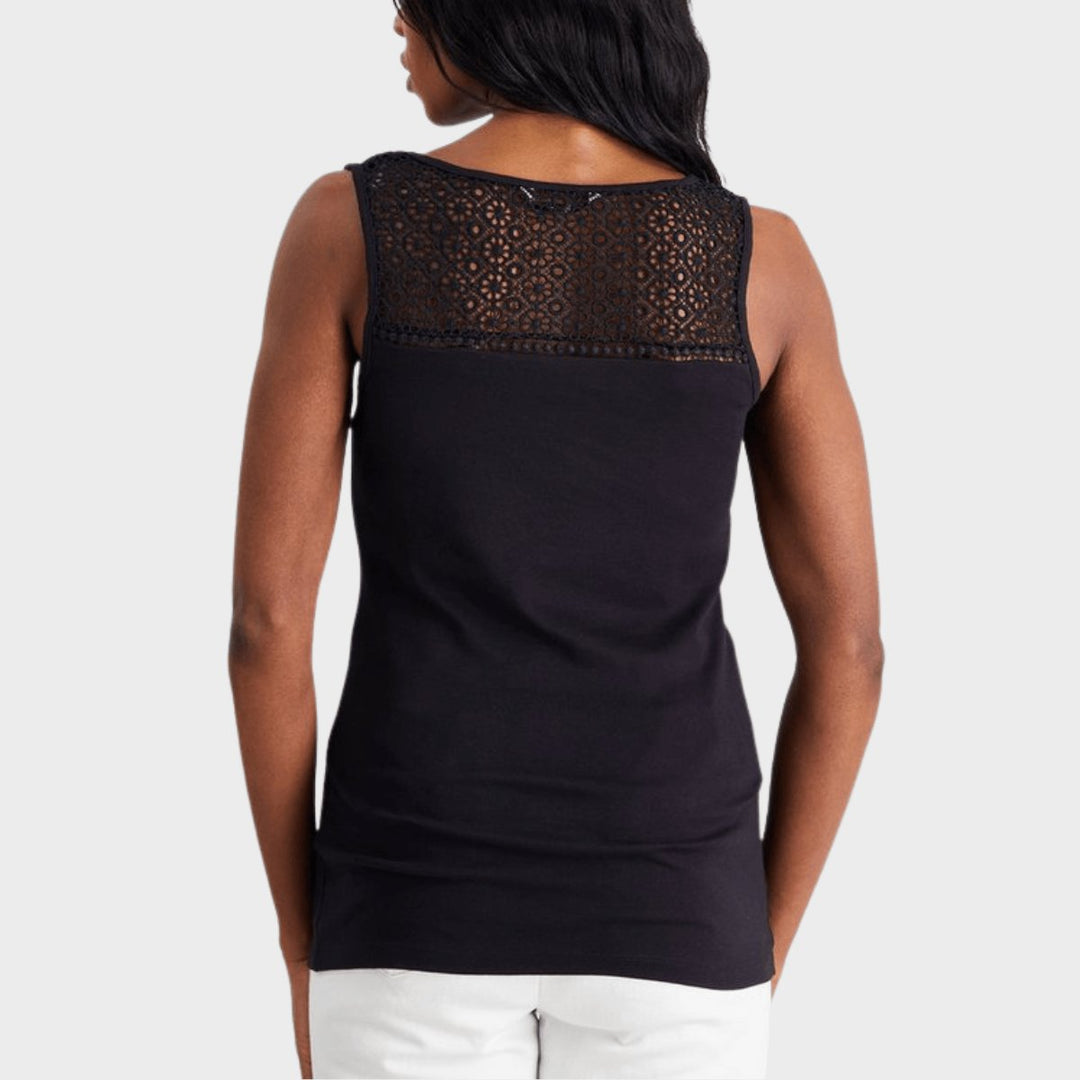 Ladies Crochet Shoulder Vest Black from You Know Who's