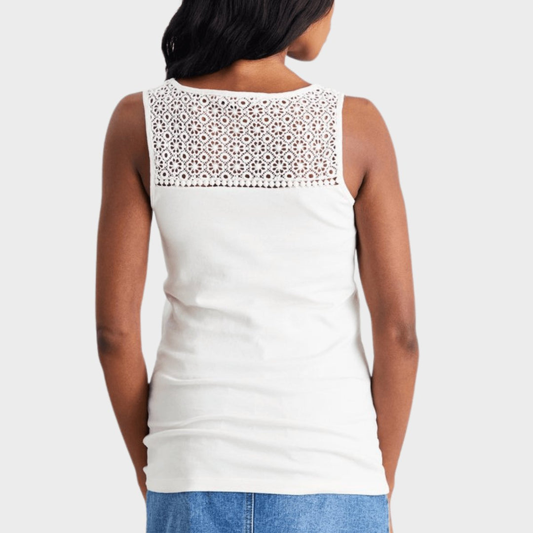 Ladies Crochet Shoulder Vest Off White from You Know Who's