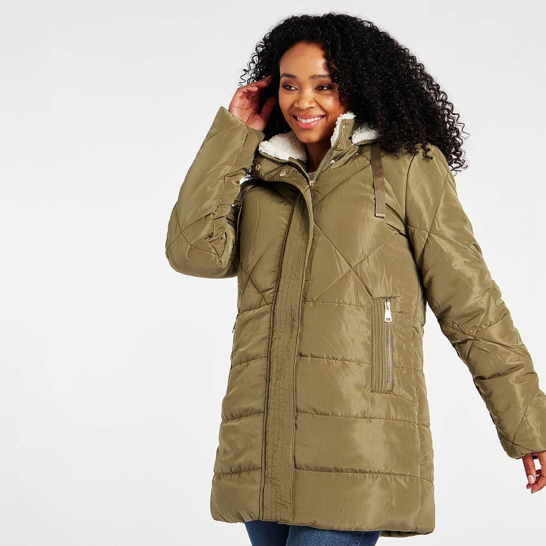 Ladies Diamond Quilted Longline Coat from You Know Who's