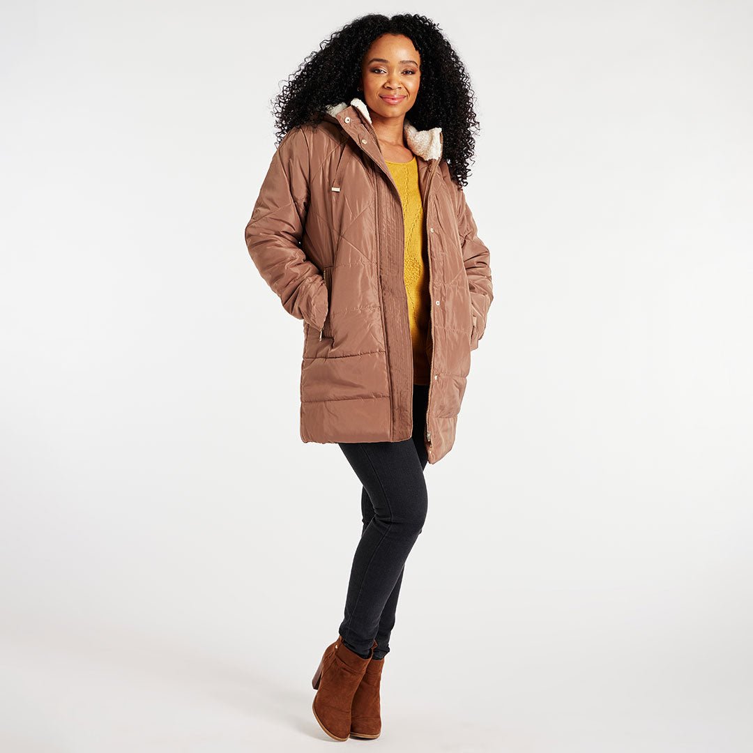 Ladies Diamond Quilted Longline Coat from You Know Who's