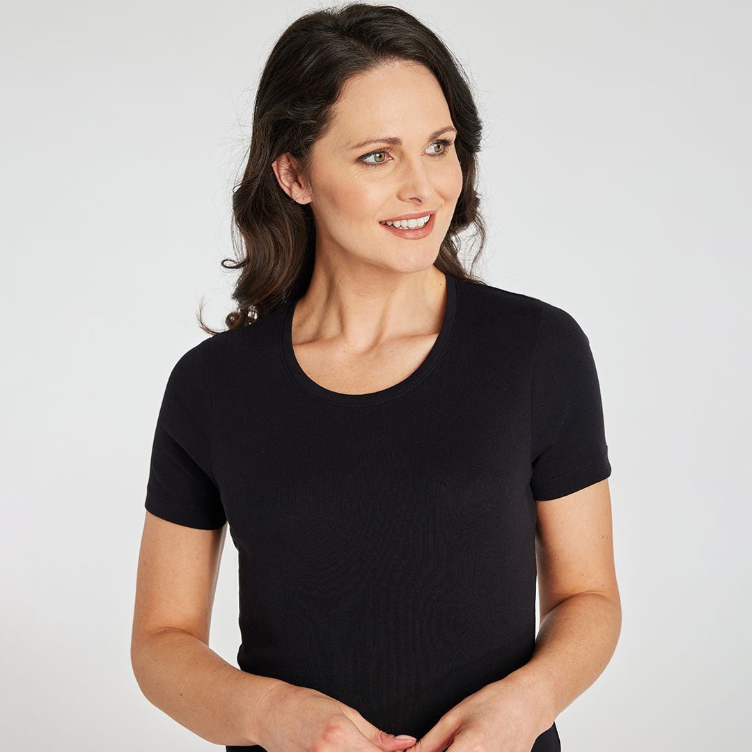 Ladies Essential Crew Neck Tee Black from You Know Who's