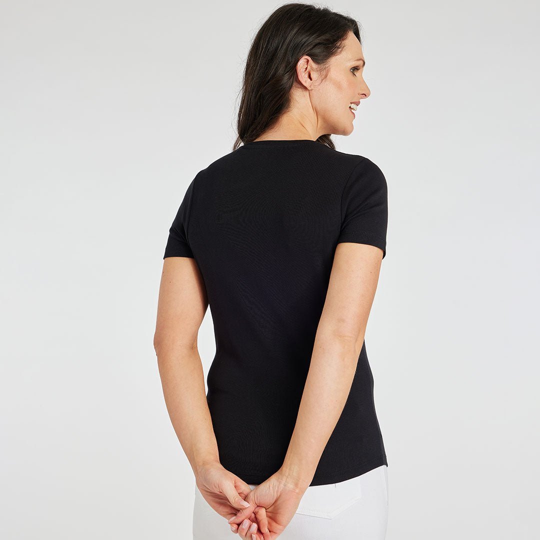 Ladies Essential Crew Neck Tee Black from You Know Who's