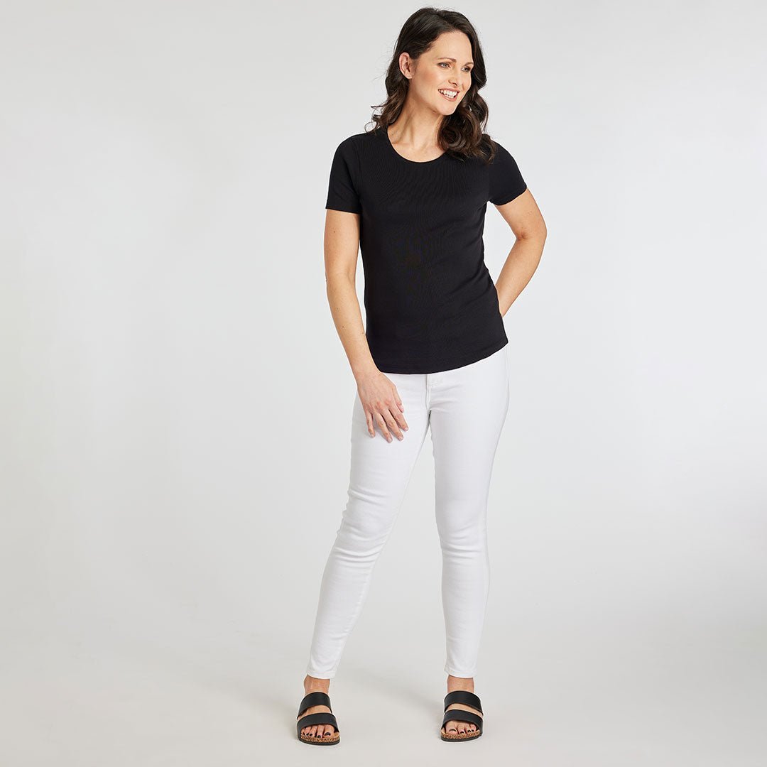 Ladies Essential Crew Neck Tee Black from You Know Who's