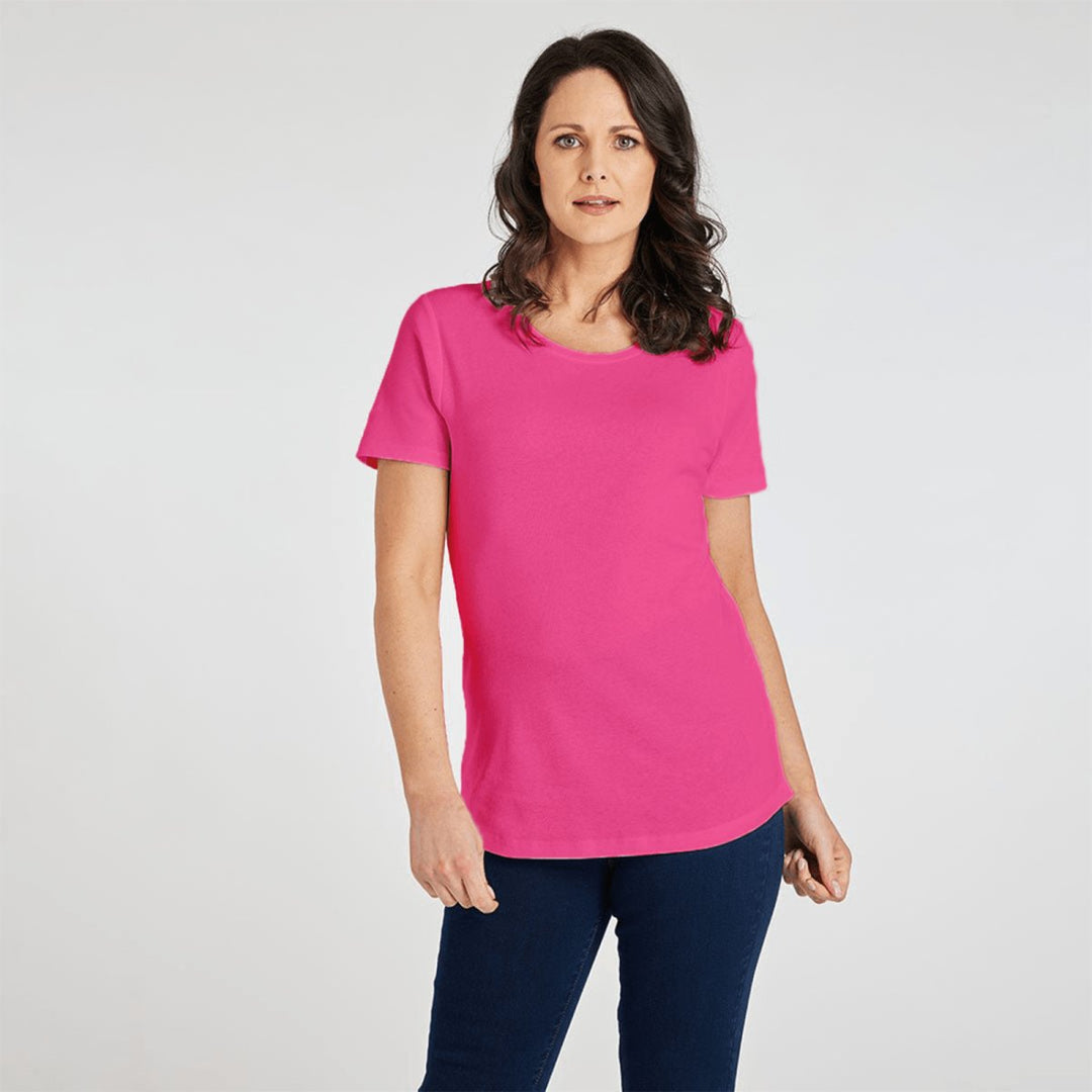 Ladies Essential Crew Neck Tee Cerise from You Know Who's