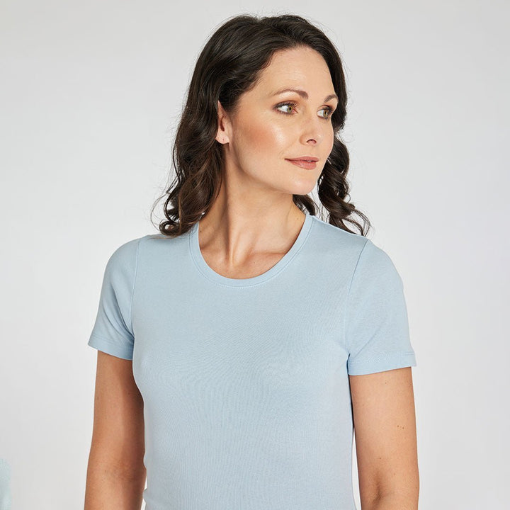 Ladies Essential Crew Neck Tee Light Blue from You Know Who's