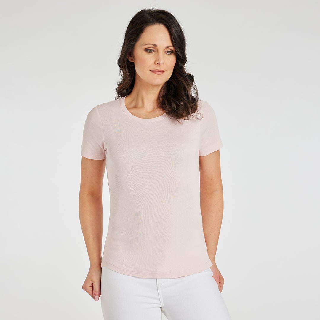Ladies Essential Crew Neck Tee Light Pink from You Know Who's