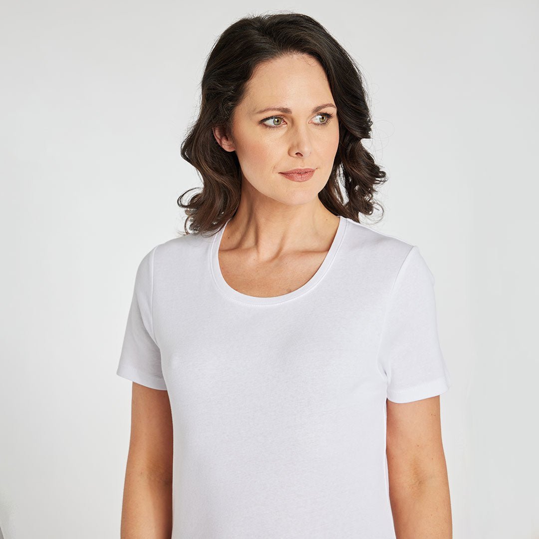 Ladies Essential Crew Neck Tee White from You Know Who's