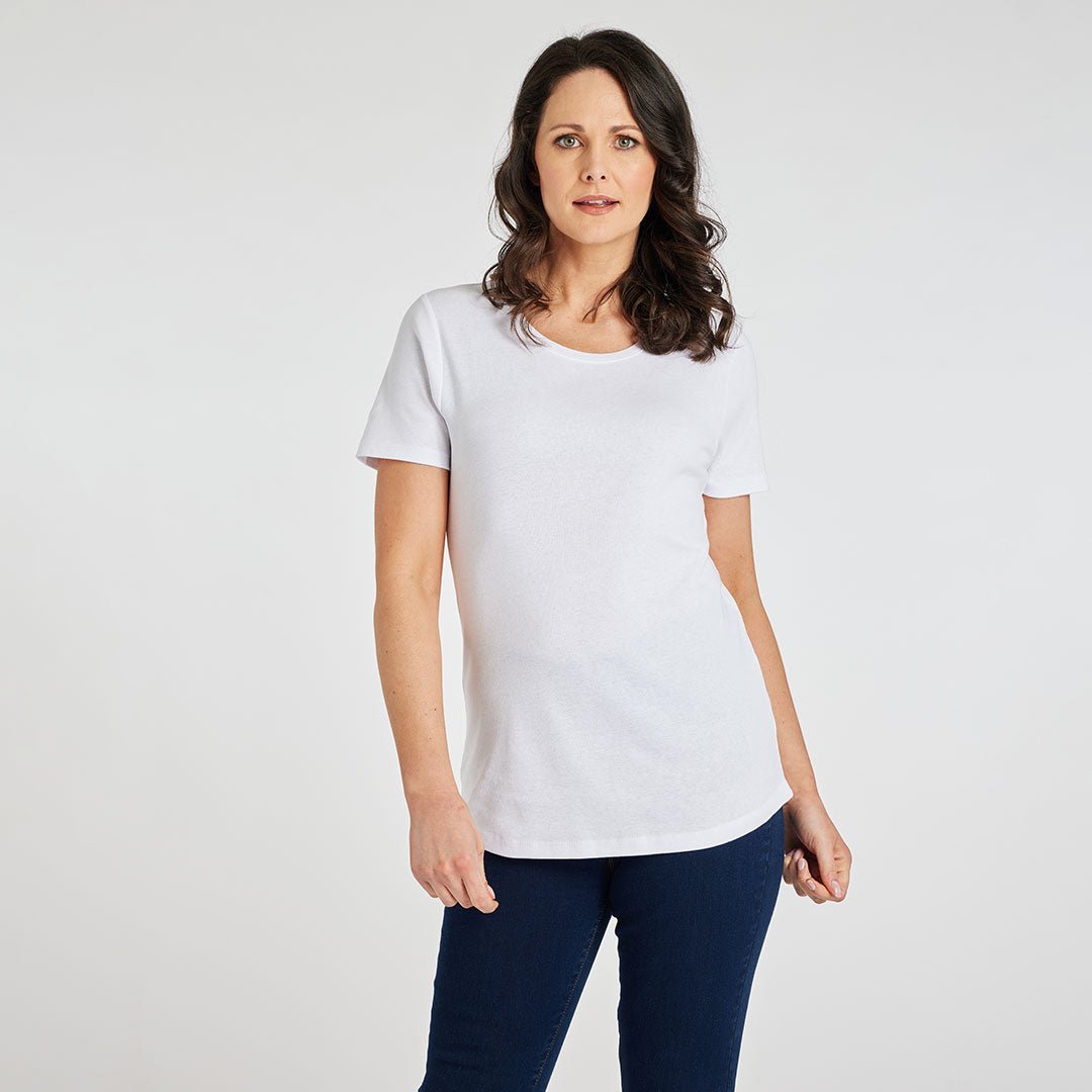 Ladies Essential Crew Neck Tee White from You Know Who's
