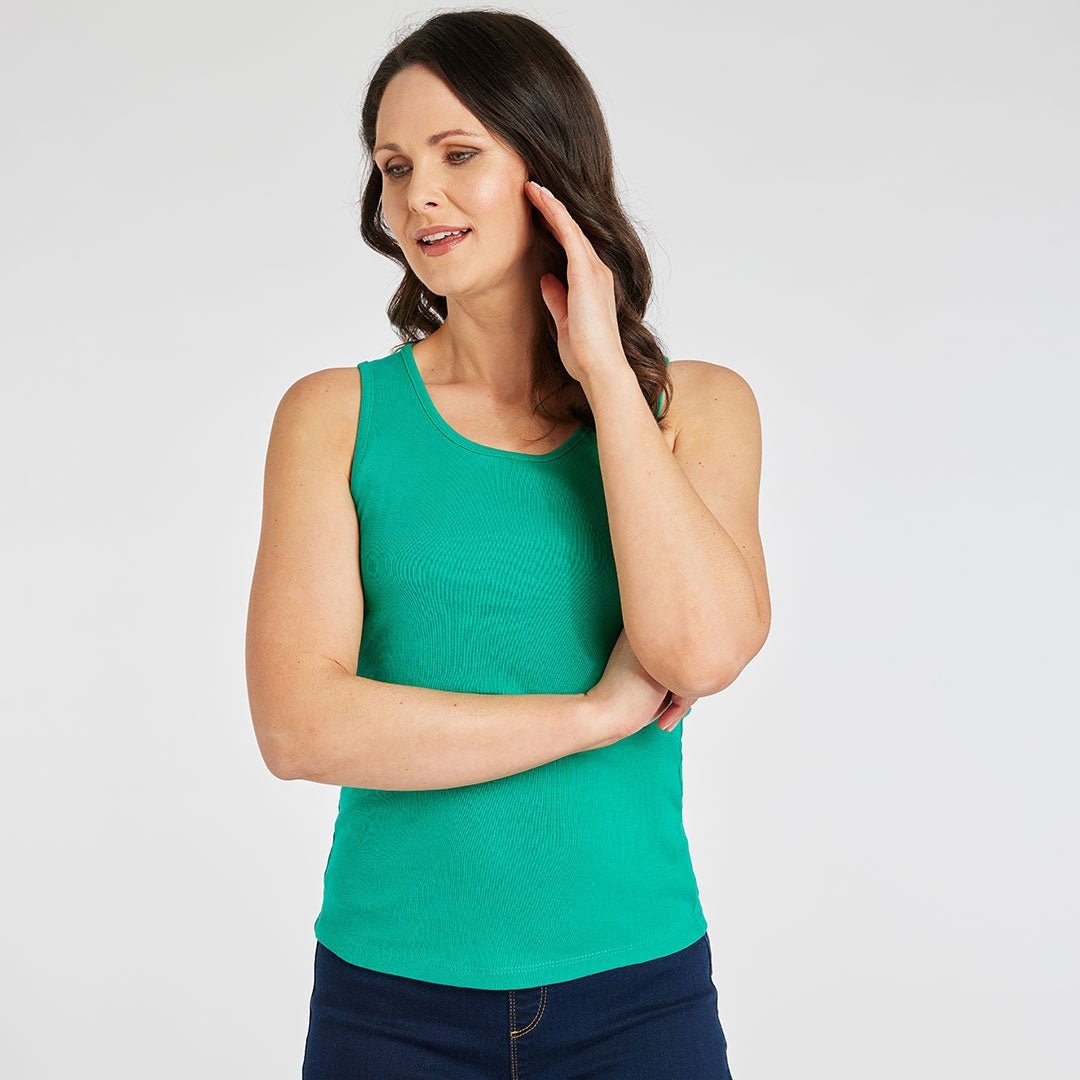 Ladies Essential Crew Vest Emerald from You Know Who's