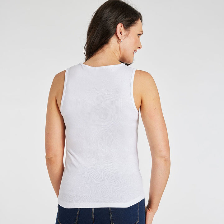 Ladies Essential Crew Vest White from You Know Who's