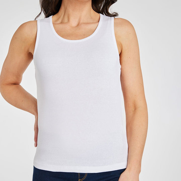 Ladies Essential Crew Vest White from You Know Who's