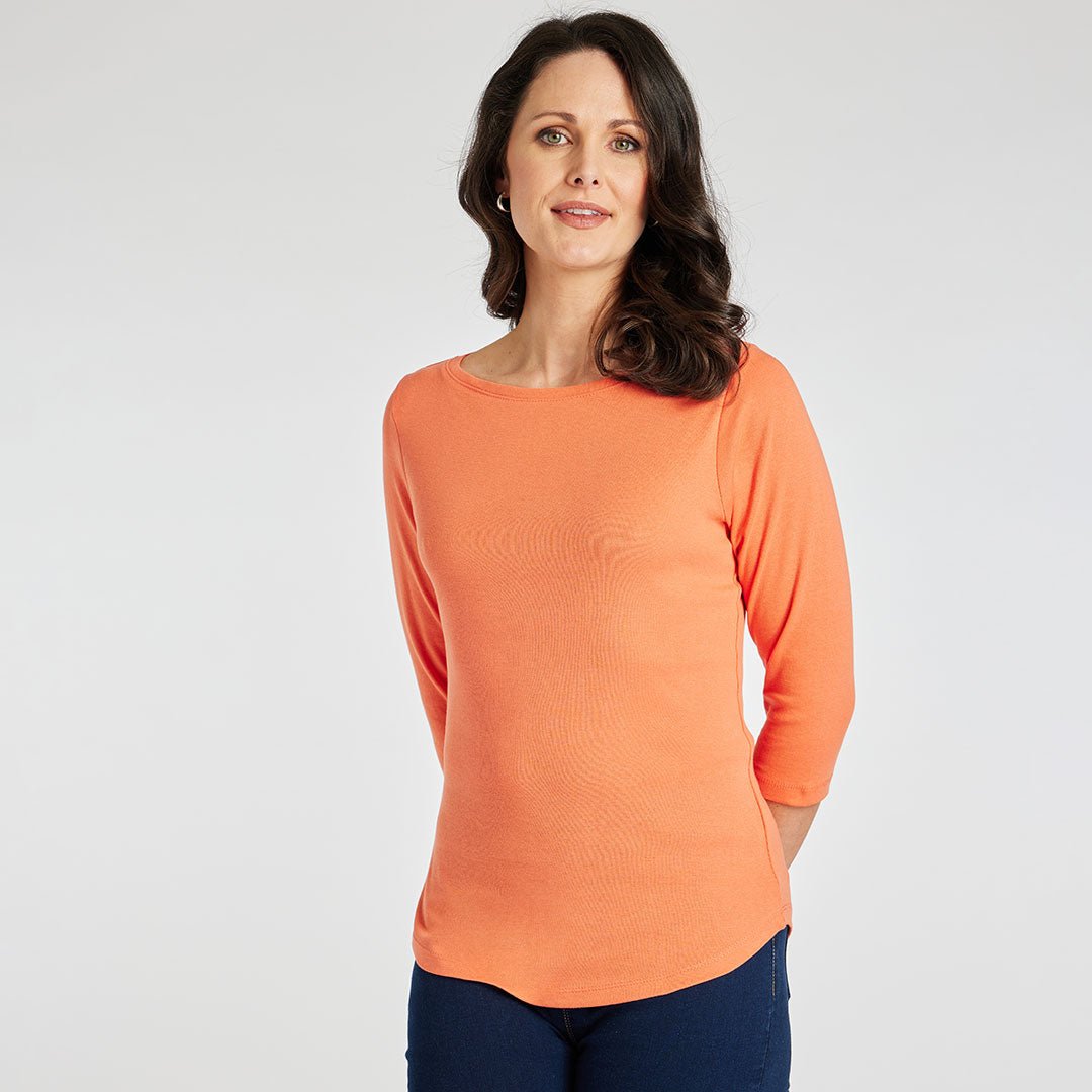 Ladies Essential Slash Neck Top Coral from You Know Who's