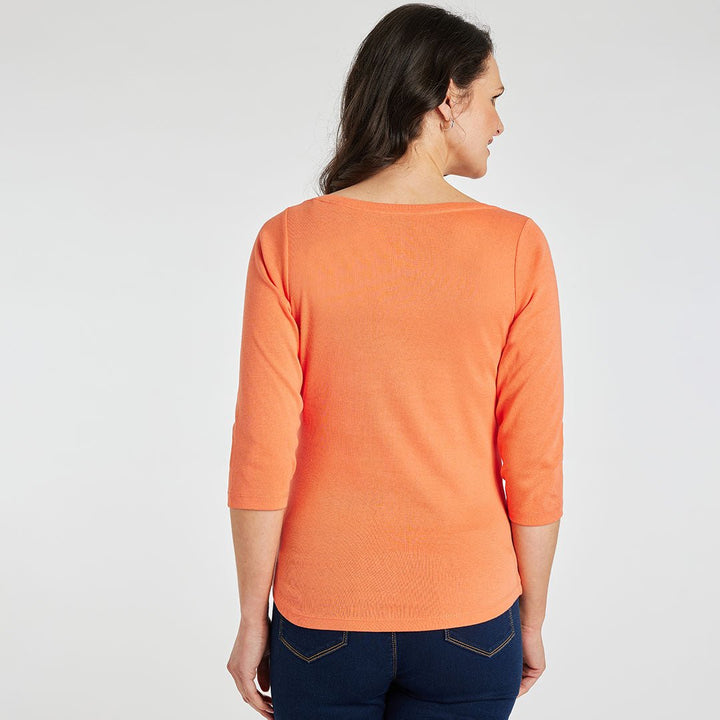 Ladies Essential Slash Neck Top Coral from You Know Who's