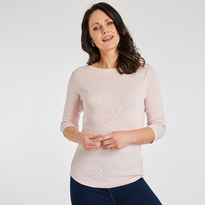 Ladies Essential Slash Neck Top Light Pink from You Know Who's