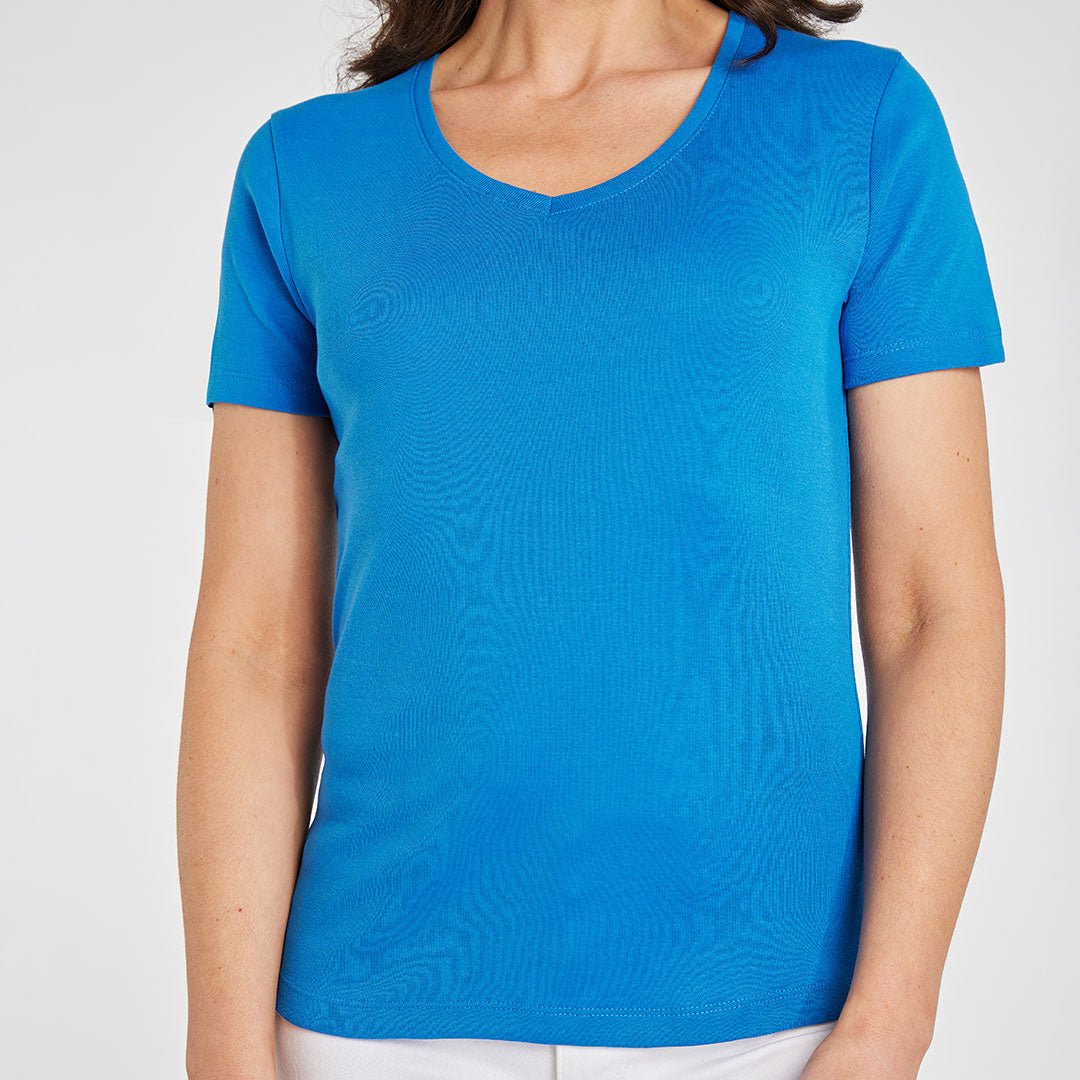 Ladies Essential V Neck Tee Supersonic Blue from You Know Who's