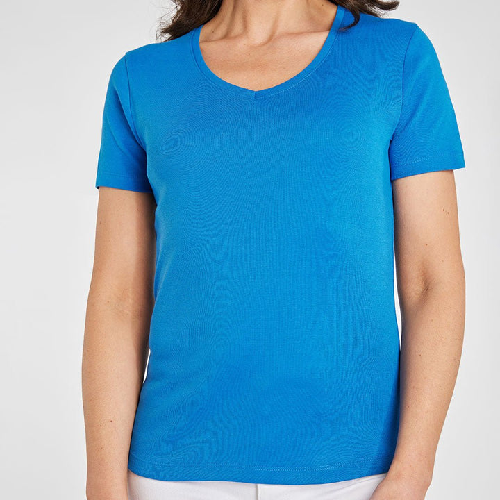 Ladies Essential V Neck Tee Supersonic Blue from You Know Who's