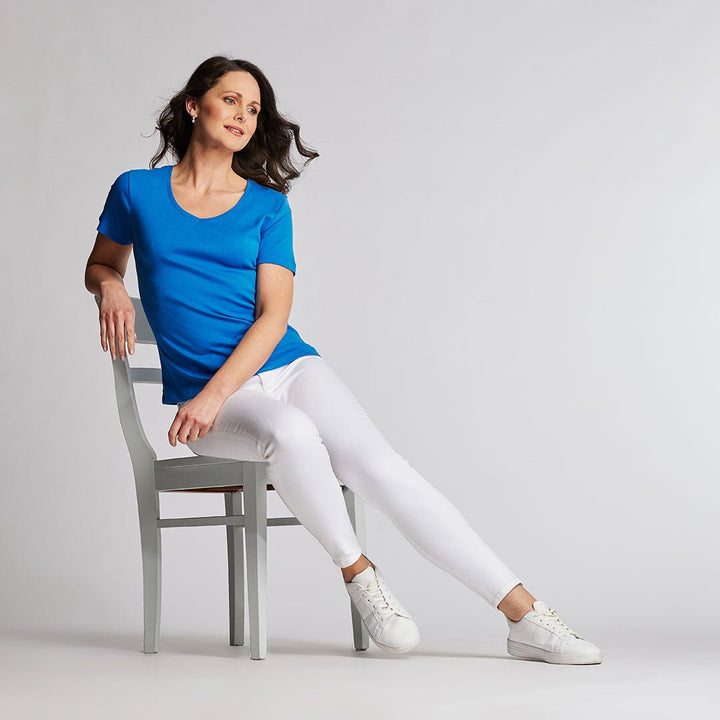 Ladies Essential V Neck Tee Supersonic Blue from You Know Who's
