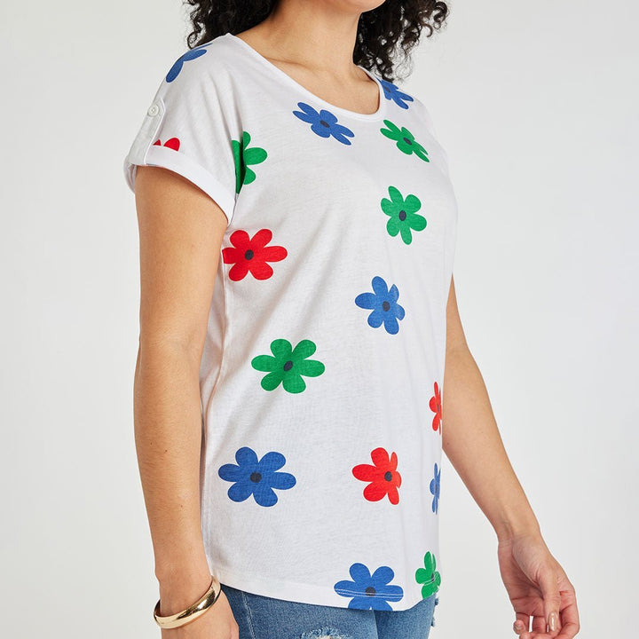 Ladies Flower Printed T-Shirt Green from You Know Who's