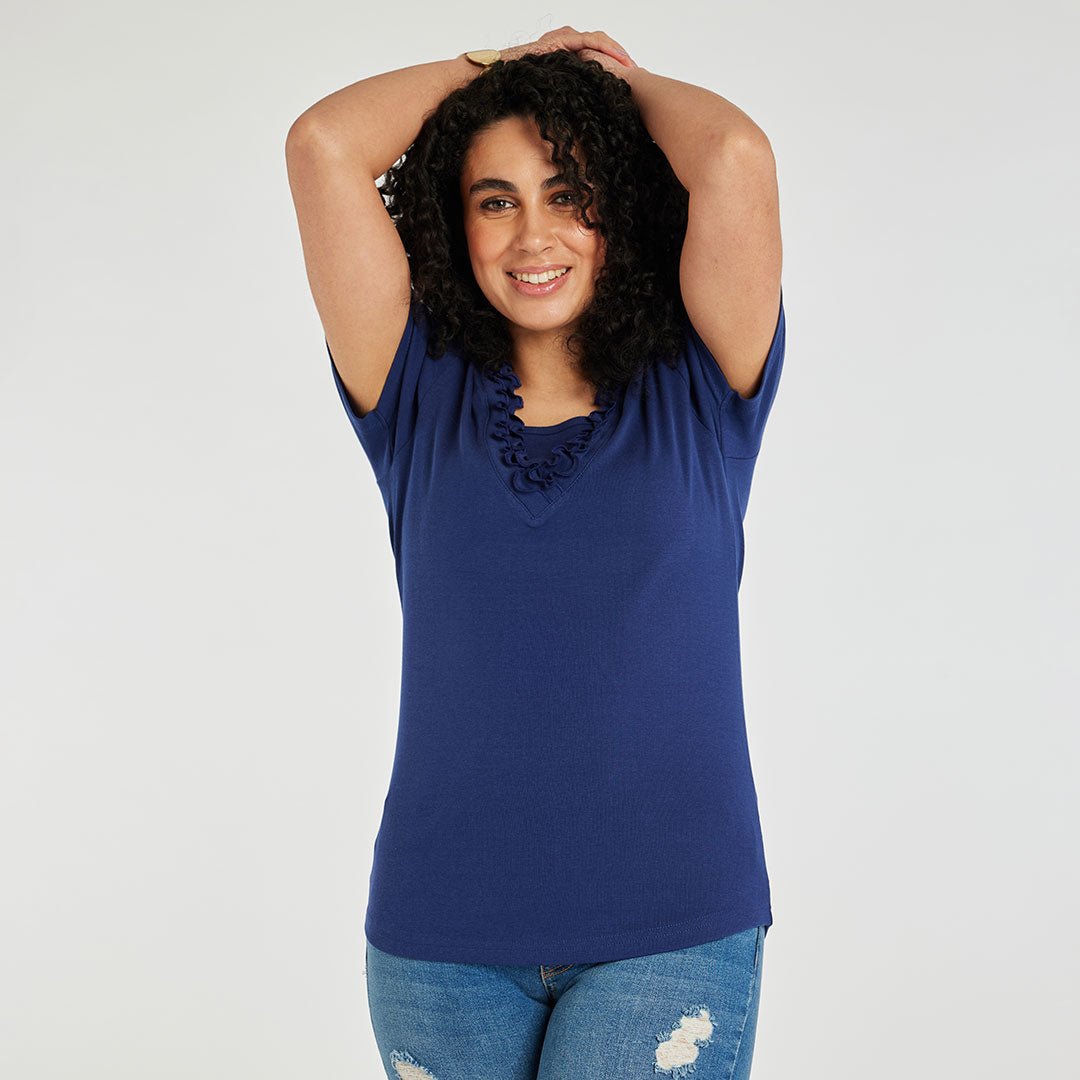Ladies Frill V Neck T-Shirt from You Know Who's