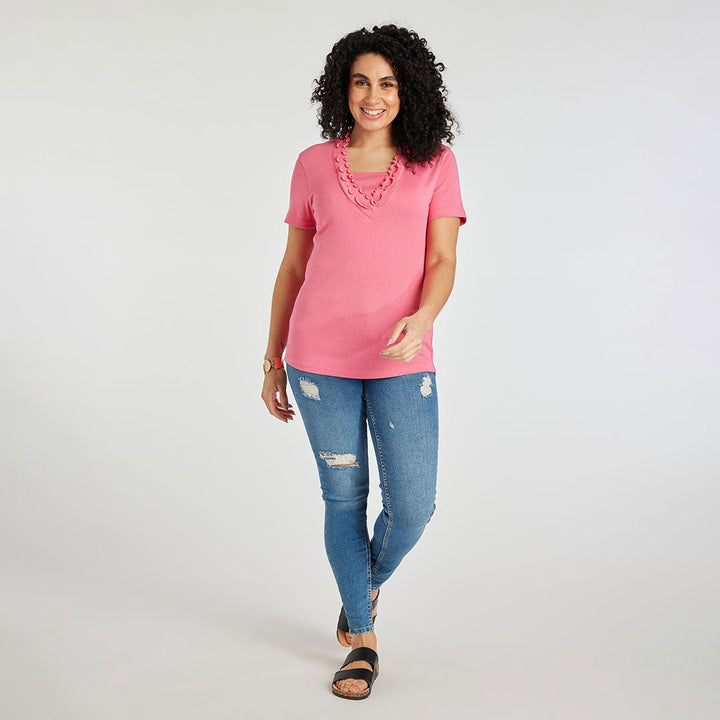 Ladies Frill V Neck T-Shirt from You Know Who's