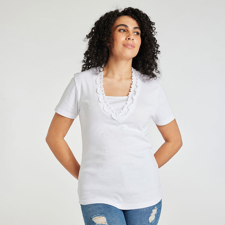 Ladies Frill V Neck T-Shirt from You Know Who's