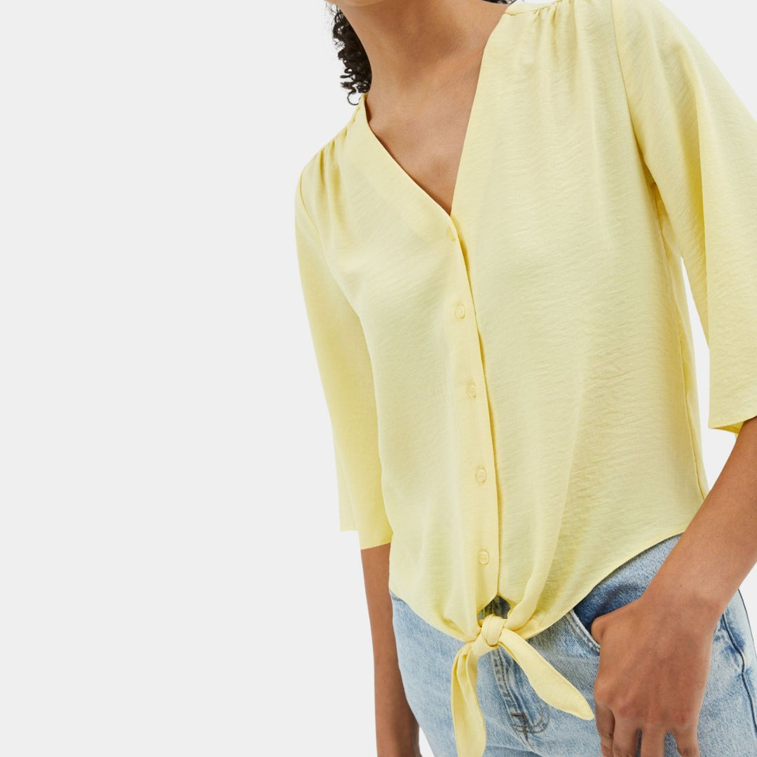 Ladies Lemon Tie Front Blouse from You Know Who's