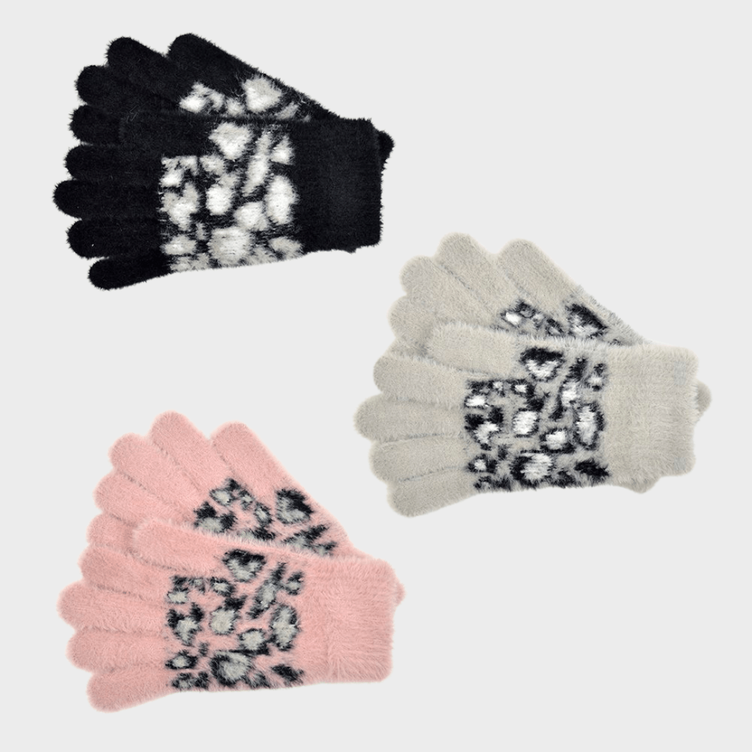 Ladies Leopard Print Fluffy Gloves from You Know Who's