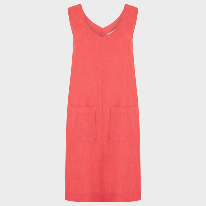 Ladies Linen Mix Shift Dress - Coral from You Know Who's