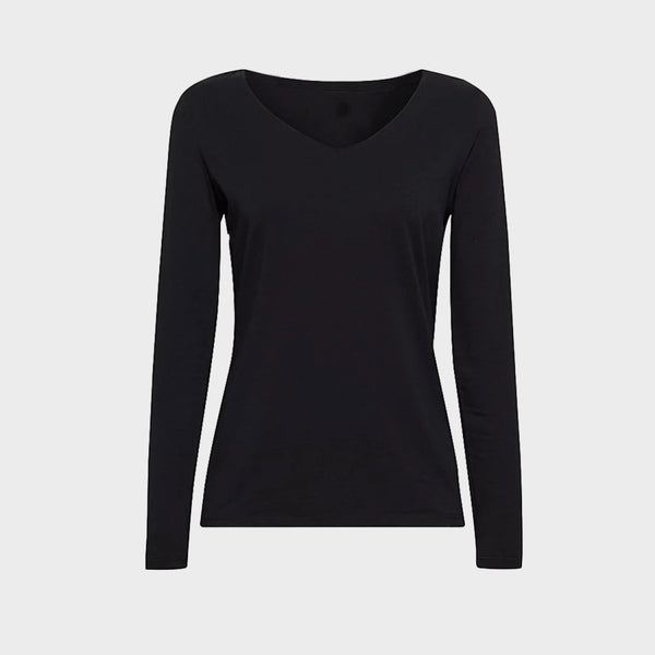 Ladies Long Sleeve Stretch V Neck Top from You Know Who's