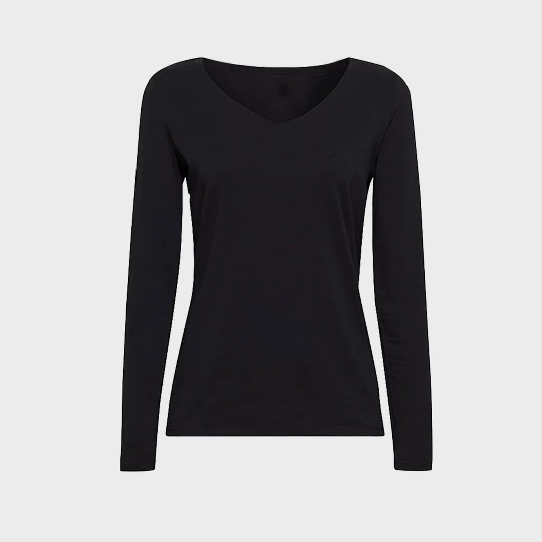 Ladies Long Sleeve Stretch V Neck Top from You Know Who's