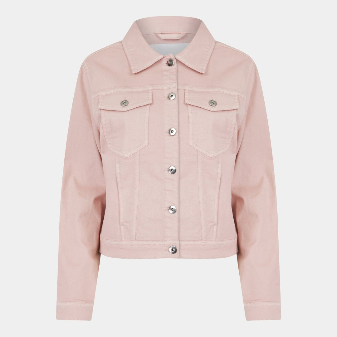 Light pink denim jacket for women