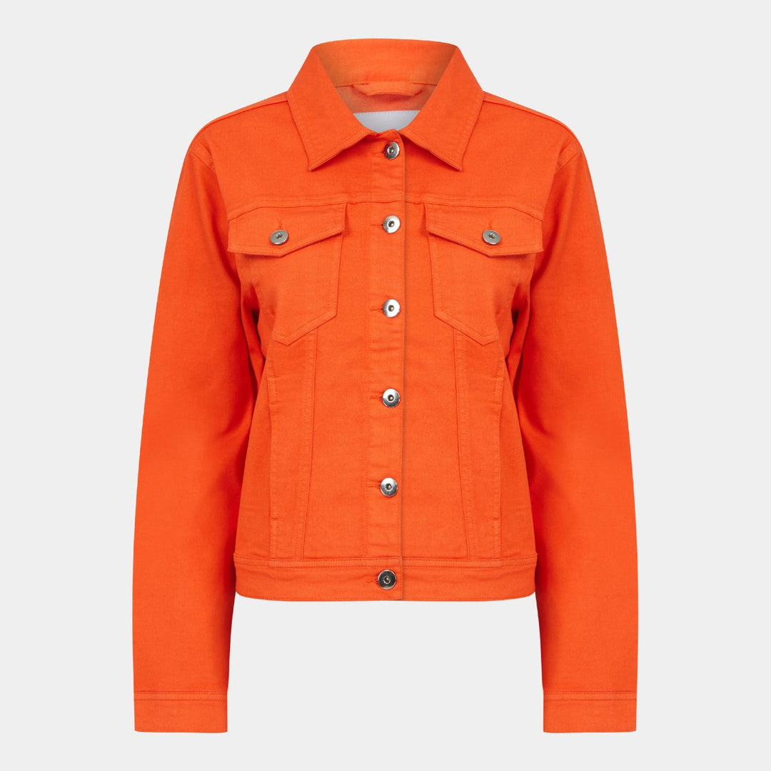 Orange denim jacket for women
