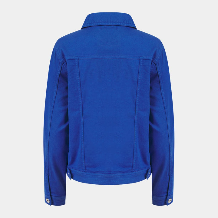 Royal blue denim jacket for women from back
