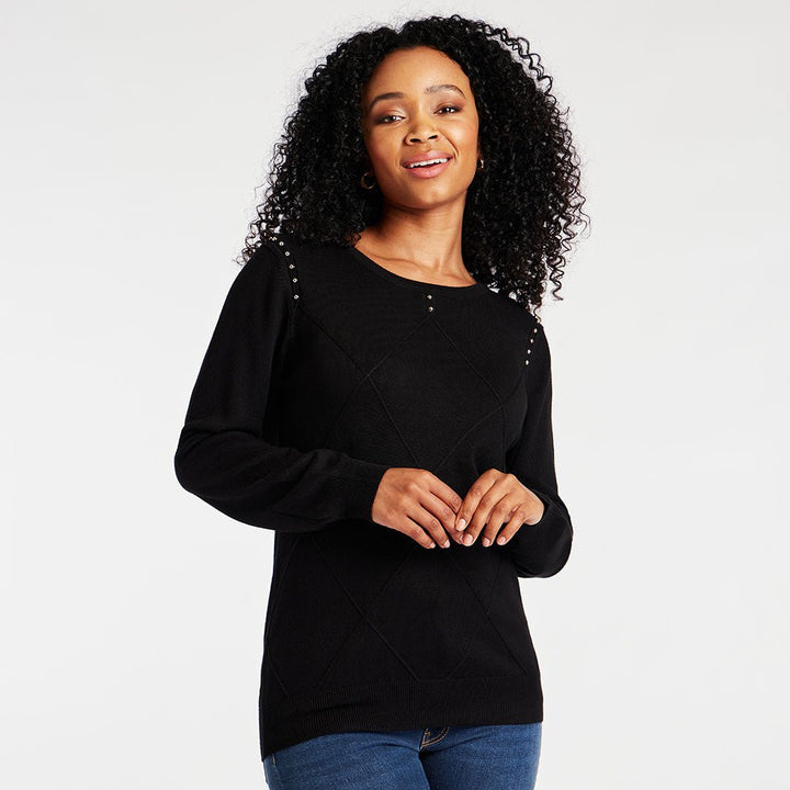 Ladies Studded Diamond Detail Jumper from You Know Who's
