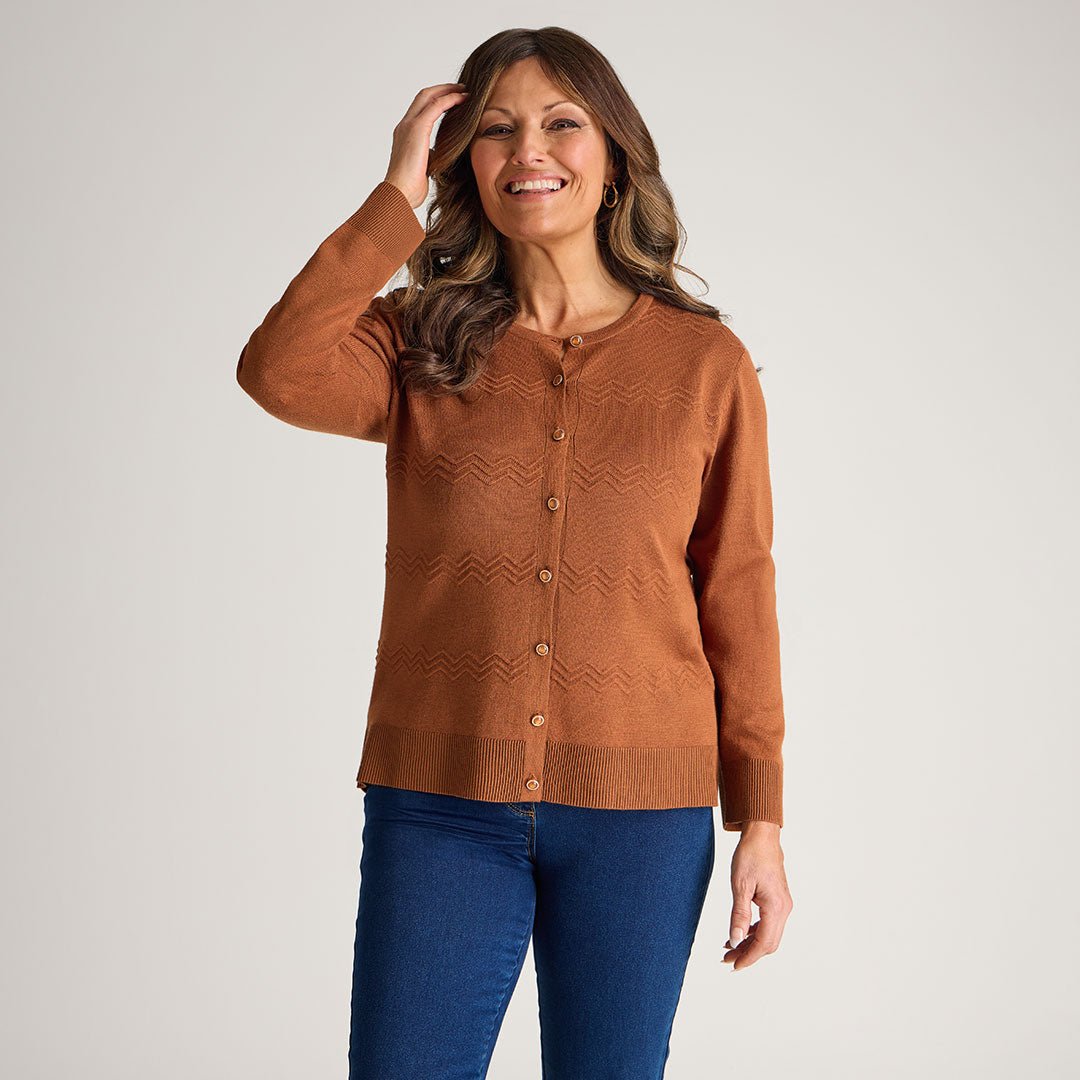 Brown knit cardigan for women