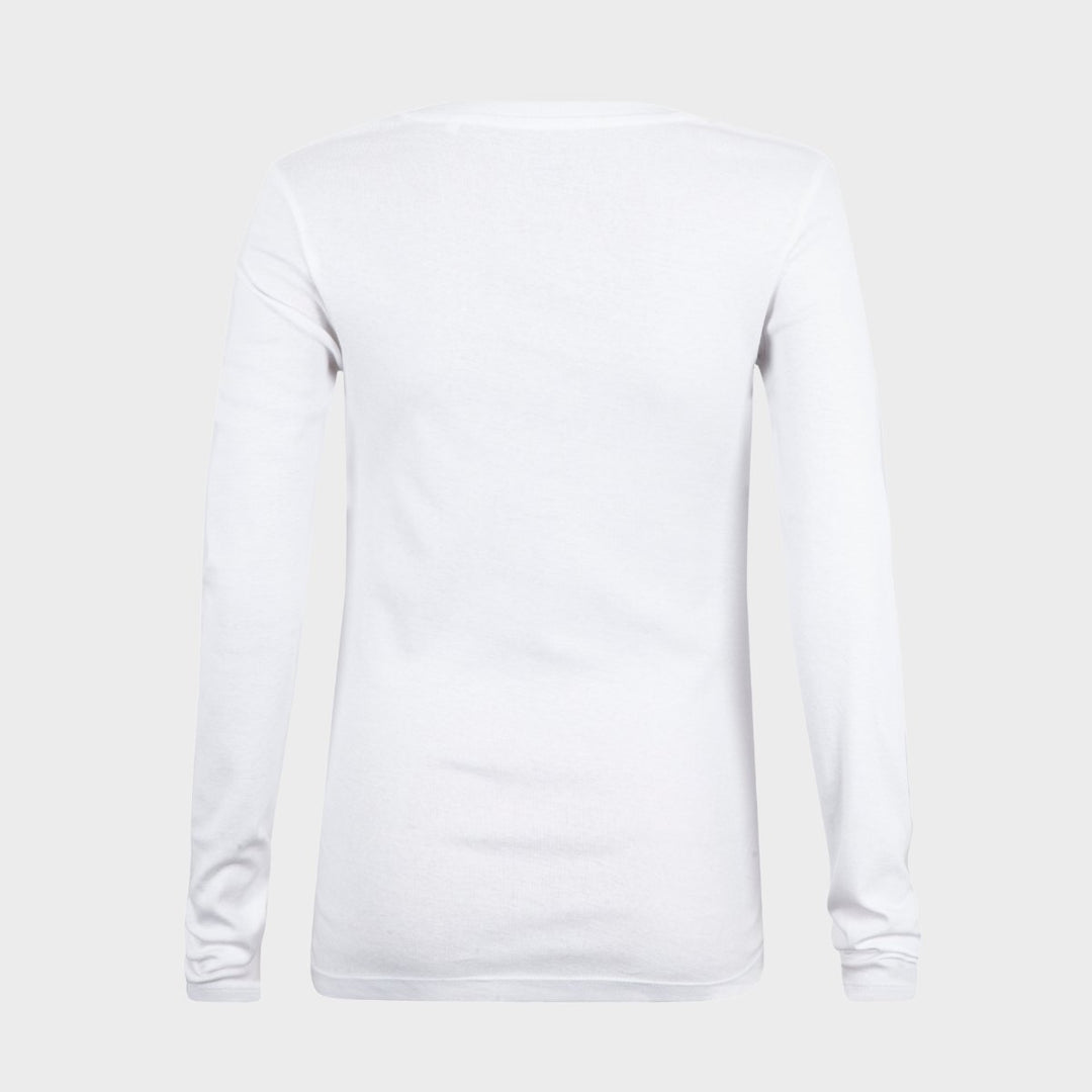 Long Sleeve V Neck Top - White from You Know Who's