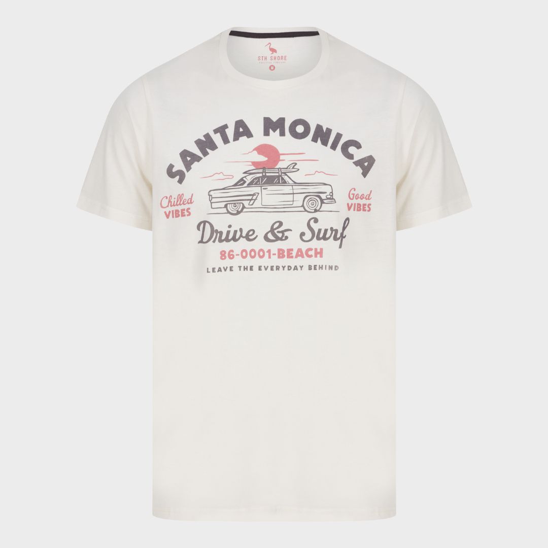 Mens Santa Monica T-Shirt Off White from You Know Who's