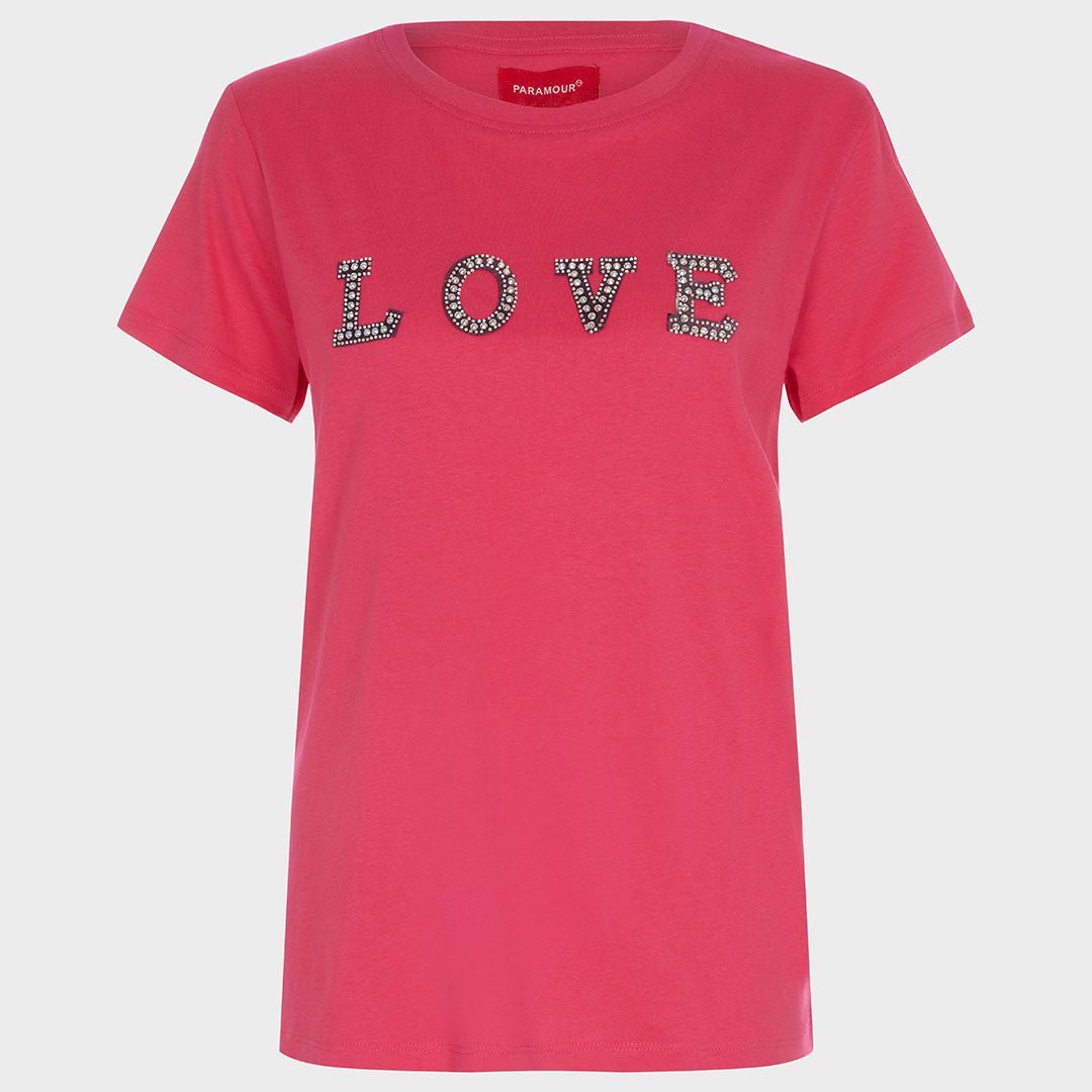 Sequin Love T-Shirt Fuschia from You Know Who's