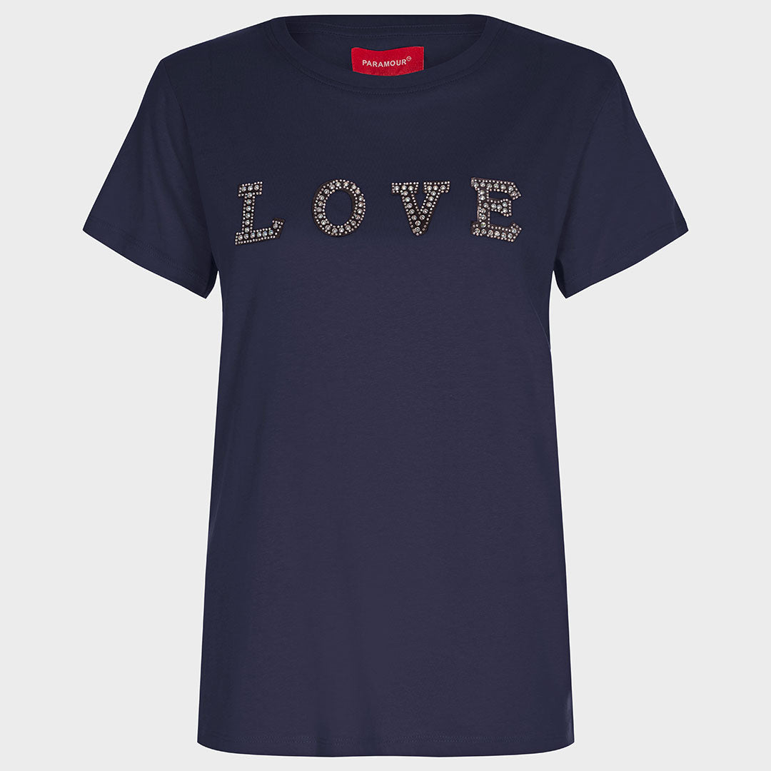 Sequin Love T-Shirt Navy from You Know Who's