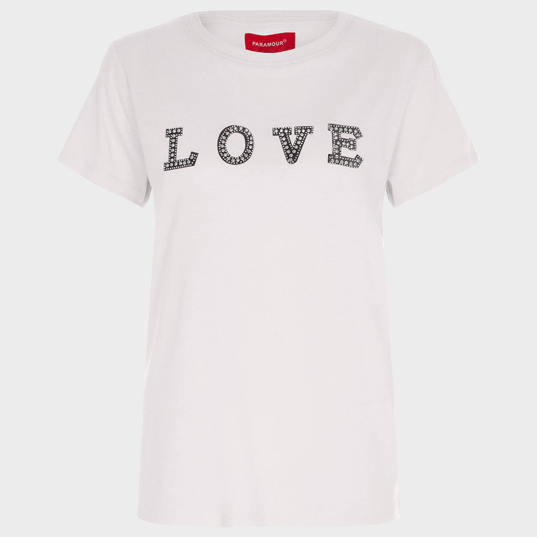 Sequin Love T-Shirt White from You Know Who's