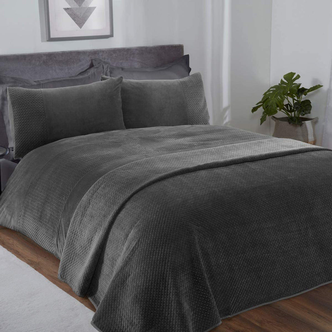 Sleepdown Velour Pinsonic Grey Duvet Set from You Know Who's